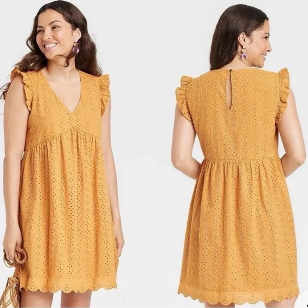Knox Rose Yellow Ruffled Sundress with Flutter Sleeves - Picture 1 of 4